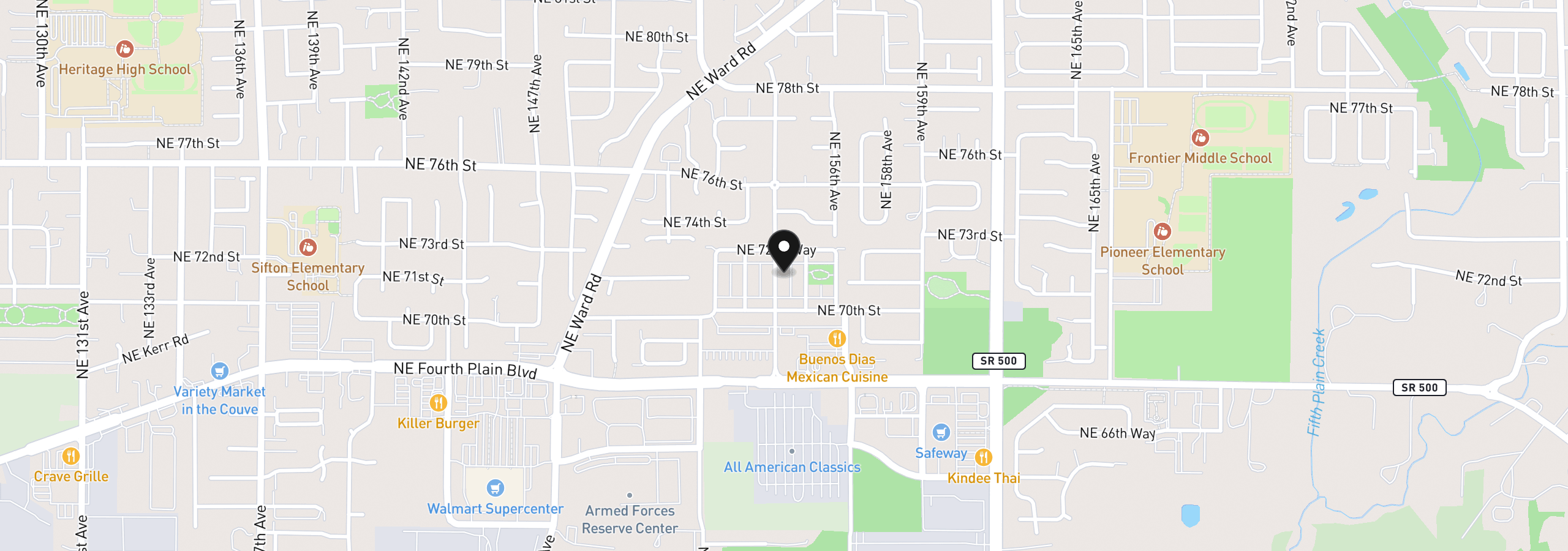 Map showing the location of 7123 NE 154th Ave, Vancouver, Wa 98682