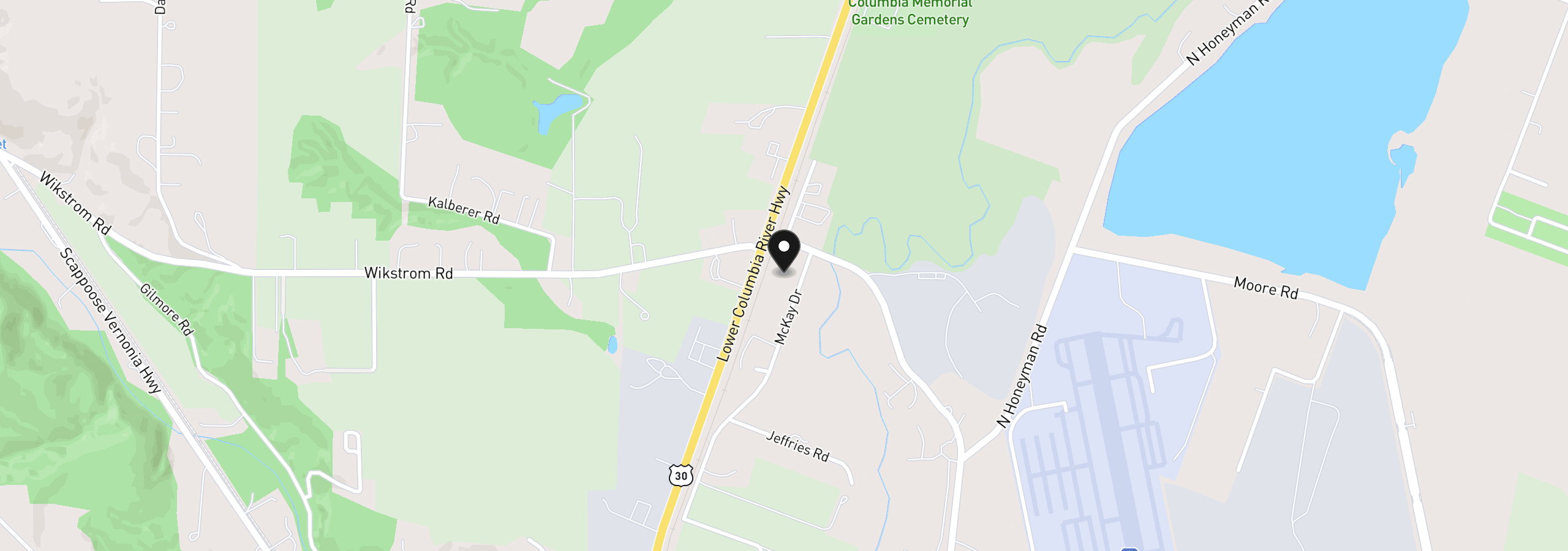 Map showing the location of 54047 West Lane Rd, Scappoose, OR 97056