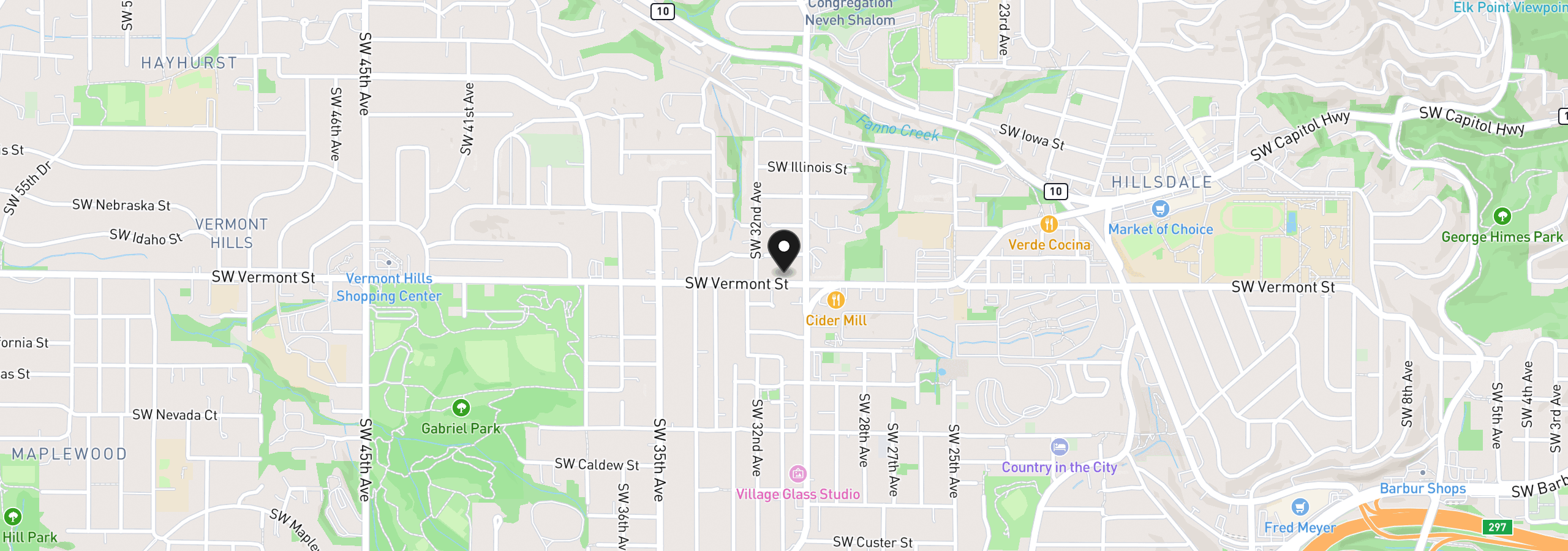 Map showing the location of 3035 SW Vermont St, Portland, OR 97219