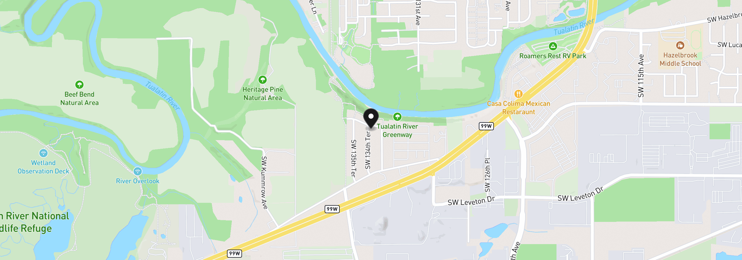 Map showing the location of 13382 SW Ute St, Tualatin, OR 97062