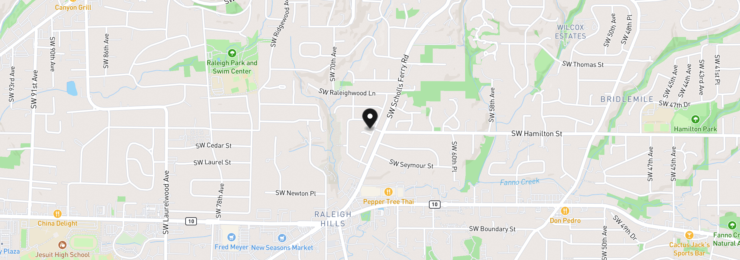 Map showing the location of 6715 SW Hamilton Ct, Portland, OR 97225