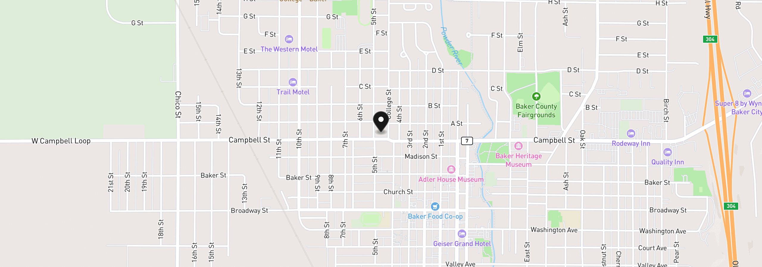 Map showing the location of 2330 Campbell St, Baker City, OR 97814