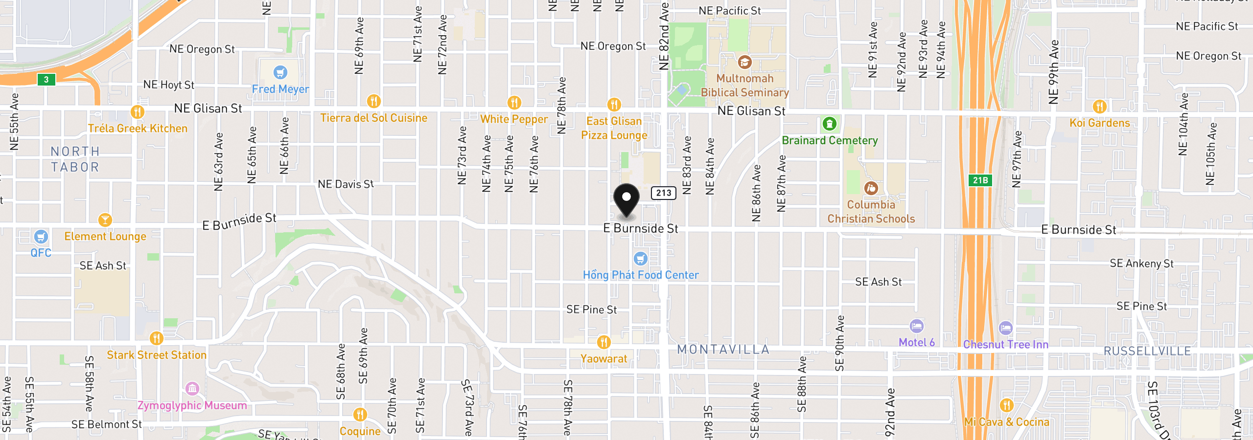 Map showing the location of 8031 E Burnside St, Portland, OR 97215
