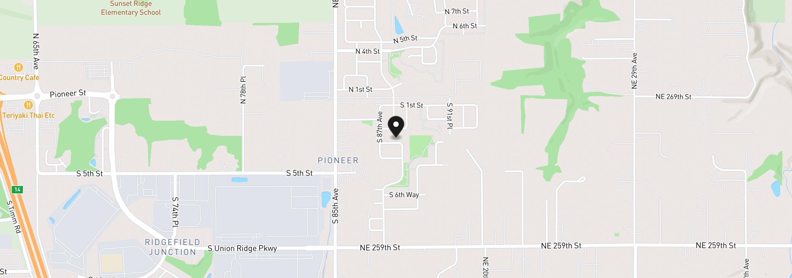 Map showing the location of 8734 S 3rd Way, Ridgefield, Wa 98642