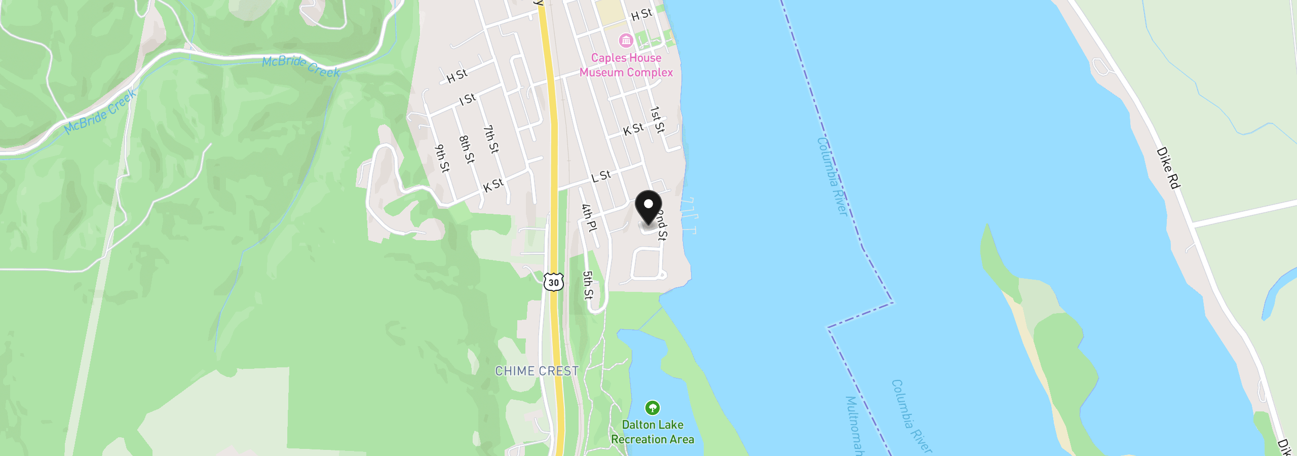 Map showing the location of 200 Black Hawk Ct, Columbia City, OR 97018