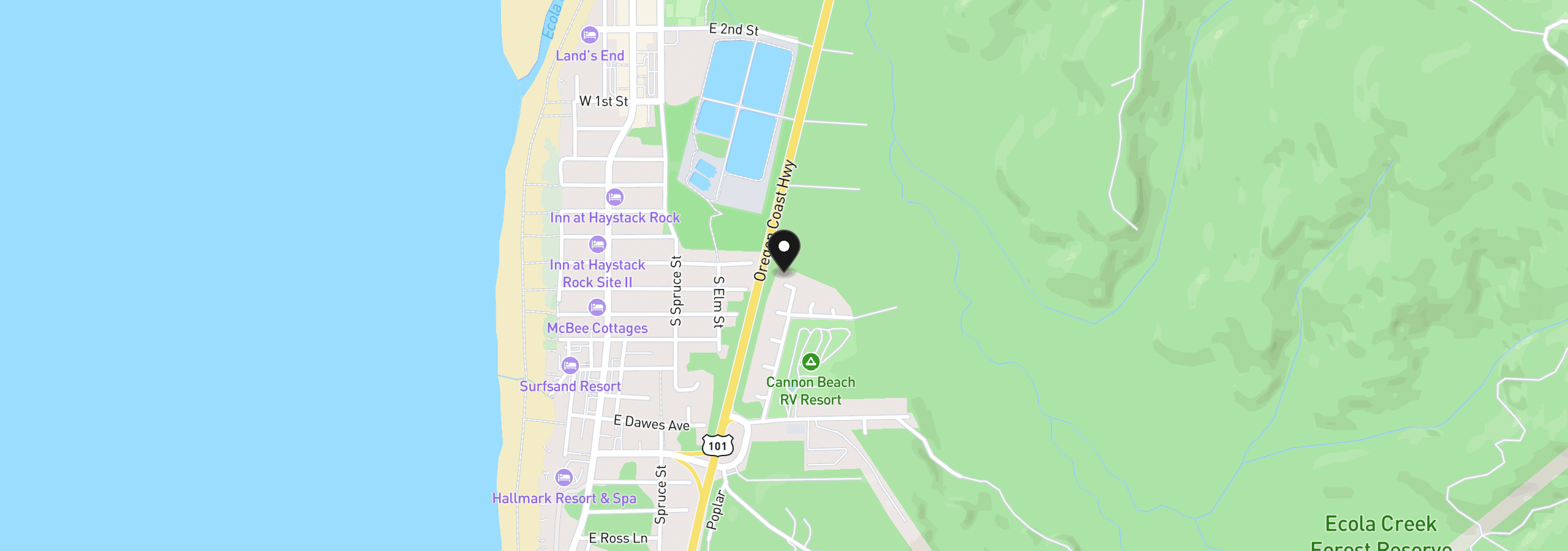 Map showing the location of 453 Elkland Ct, Cannon Beach, OR 97110