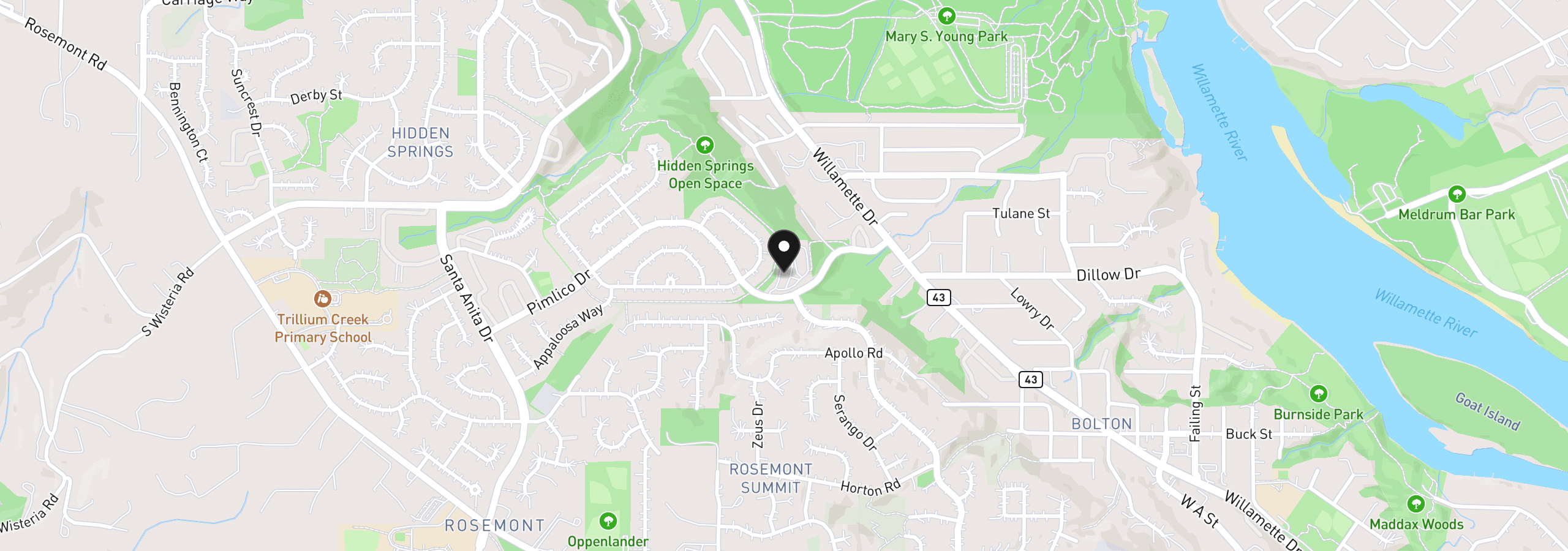 Map showing the location of 2606 Pimlico Ter, West Linn, OR 97068