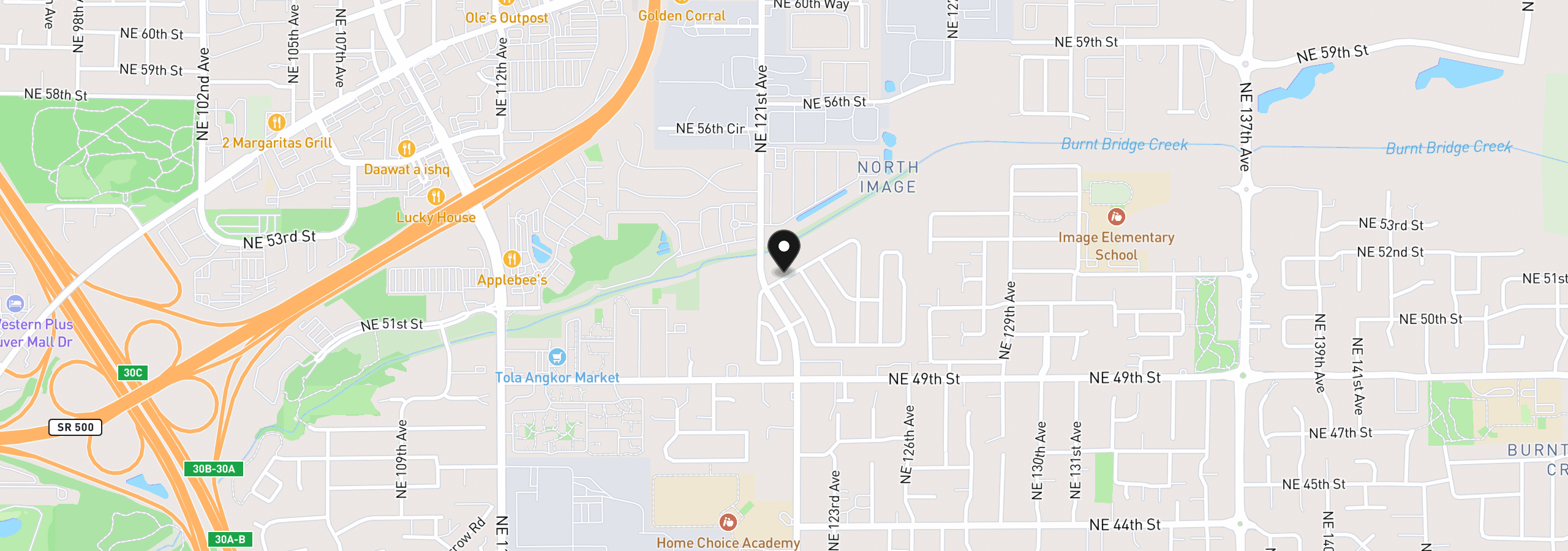 Map showing the location of 5101 NE 121st Ave 40, Vancouver, Wa 98682
