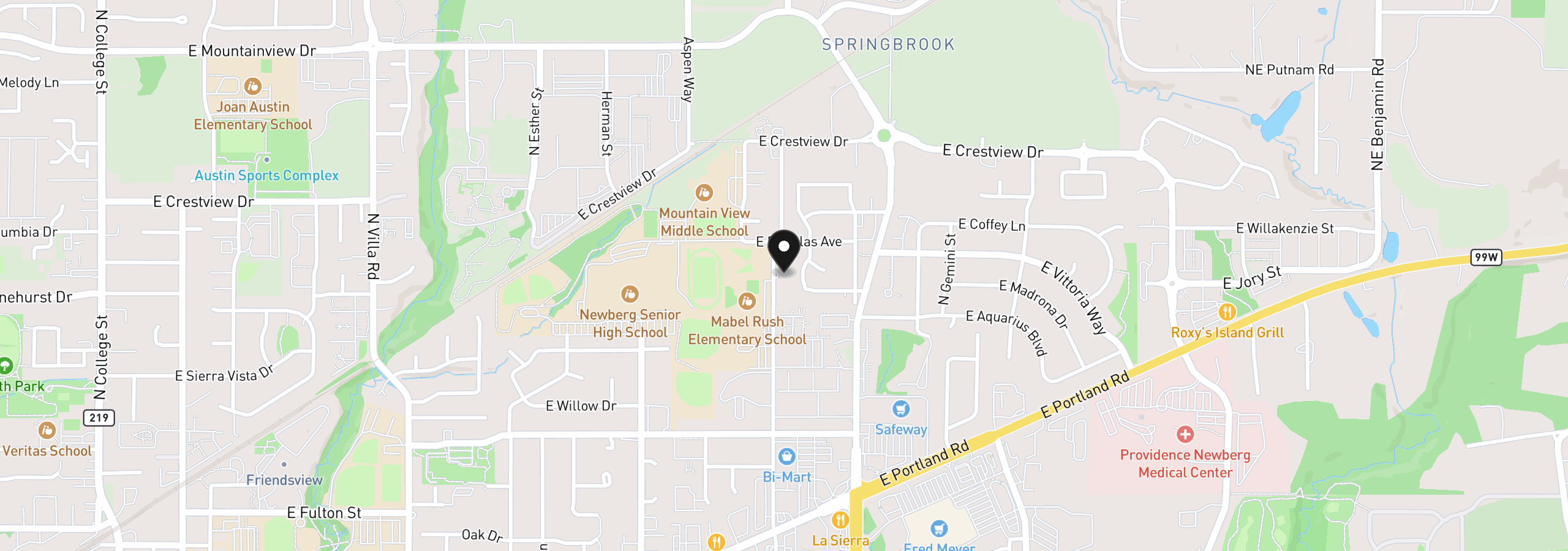 Map showing the location of 1602 N Deborah Rd C, Newberg, OR 97132