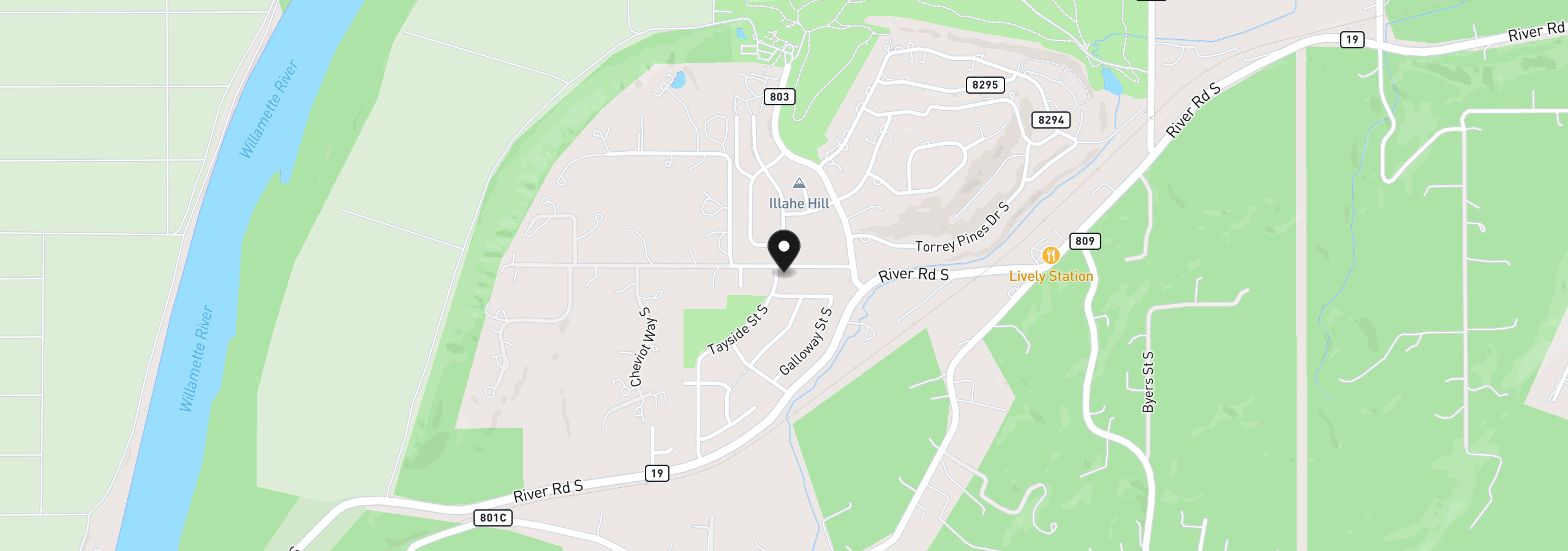 Map showing the location of 3796 Illahe Hill Rd S, Salem, OR 97302