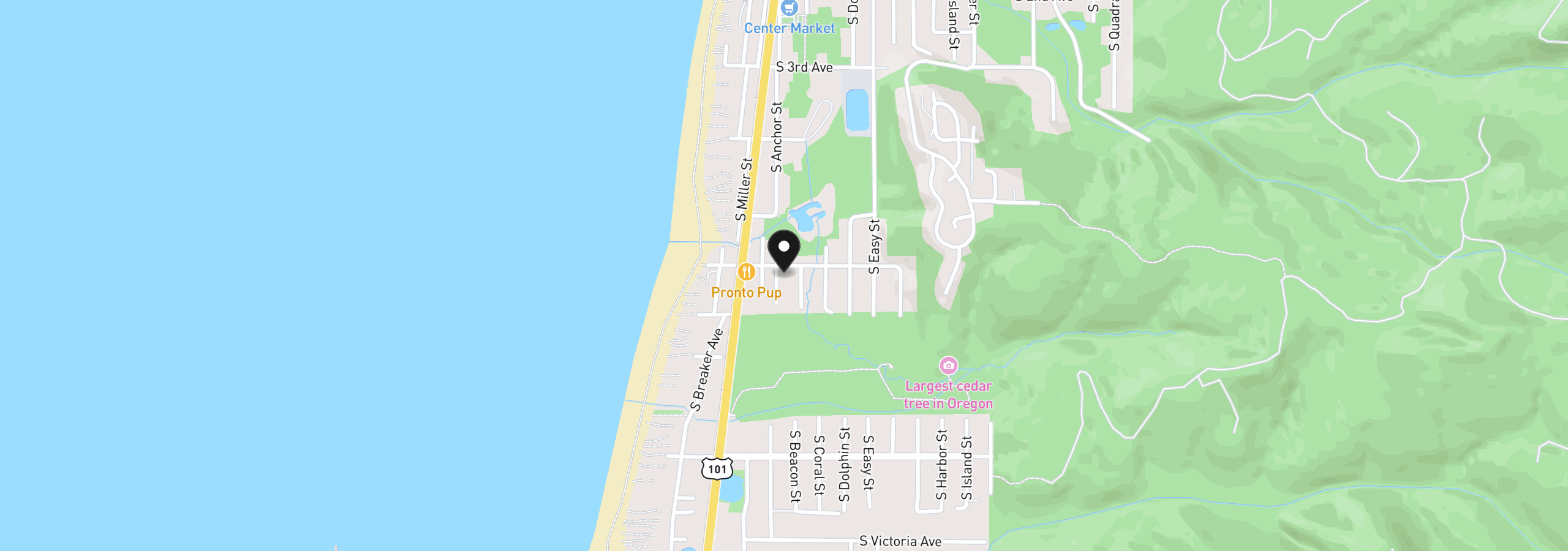 Map showing the location of 610 S Anchor St, Rockaway Beach, OR 97136