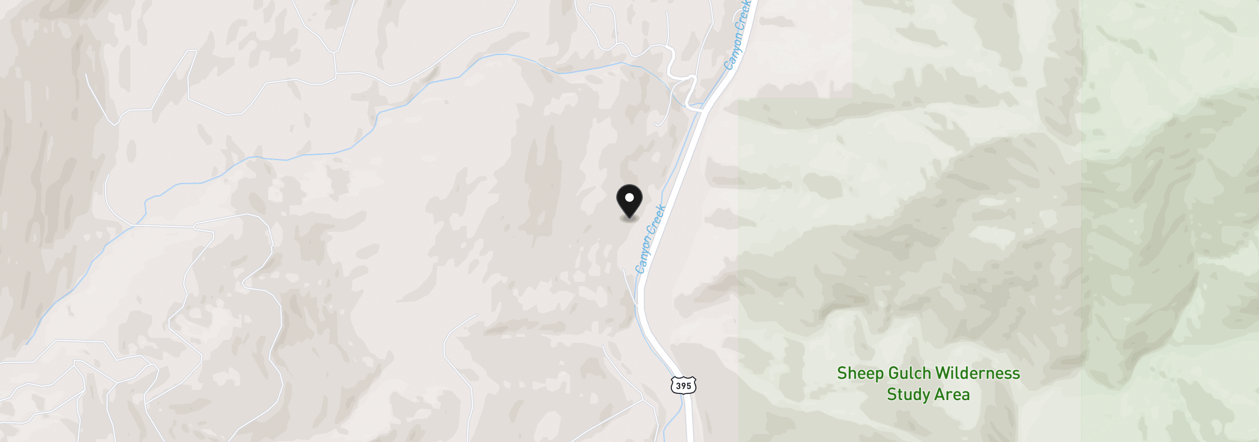 Map showing the location of 25404 Hwy 395, Canyon City, OR 97820