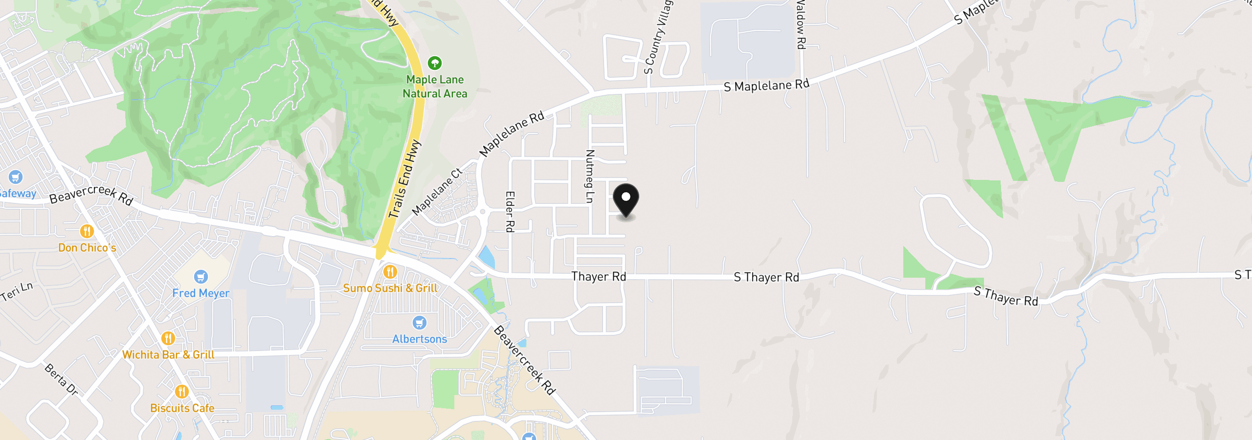 Map showing the location of 14740 Sassafras Way, Oregon City, OR 97045