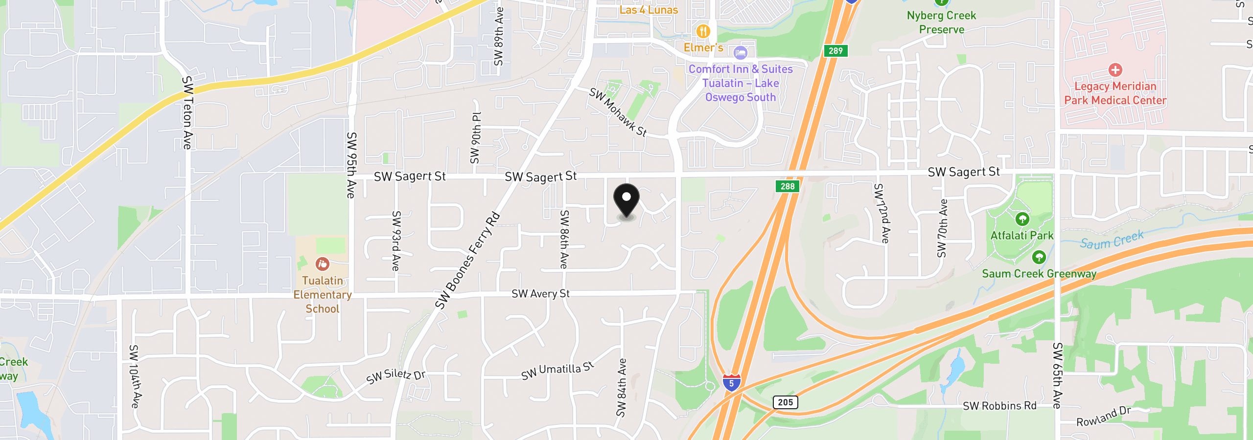 Map showing the location of 20168 SW Tillamook Ct, Tualatin, OR 97062