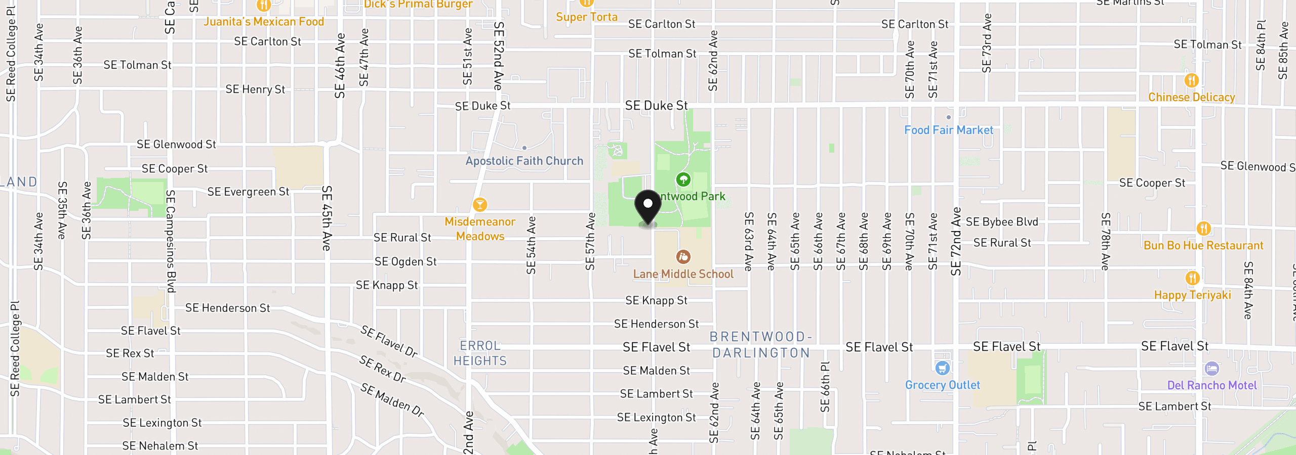 Map showing the location of 7041 SE 60th Ave, Portland, OR 97206